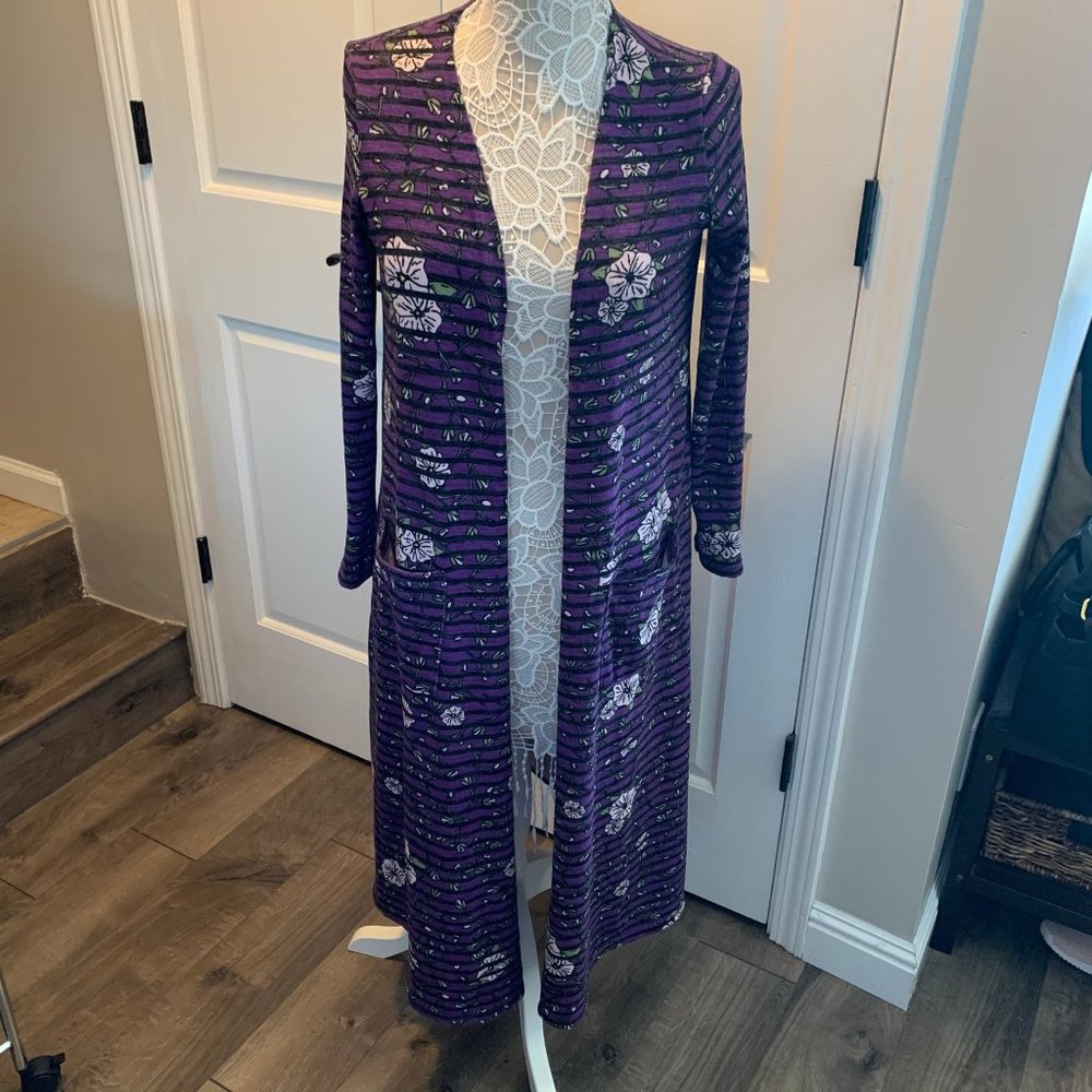 LuLaRoe Ladies Sarah Floral Long Cardigan Duster Sweater Size S